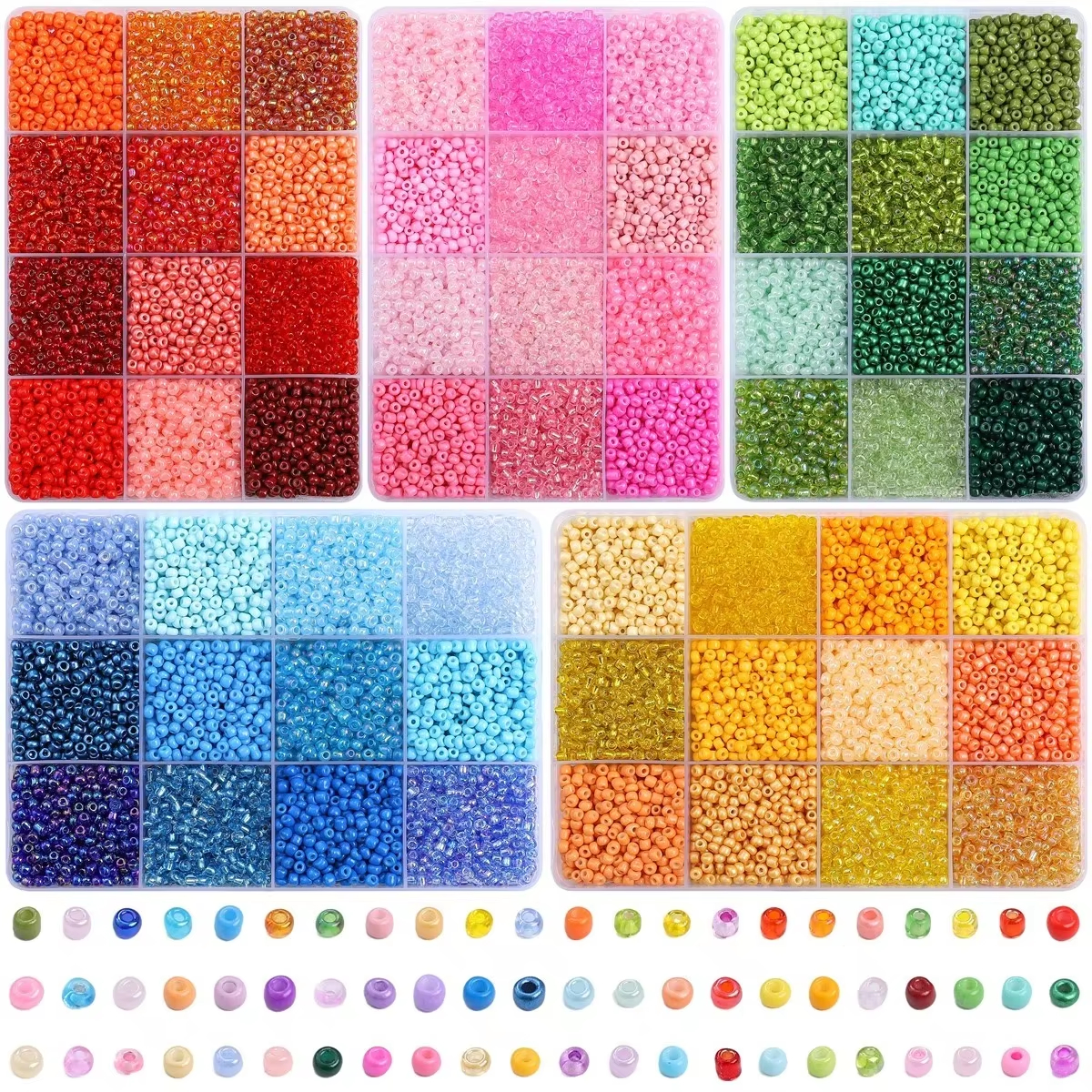 Body Jewelry Organizer - 3600pcs 3mm Glass Seed Beads, Assorted