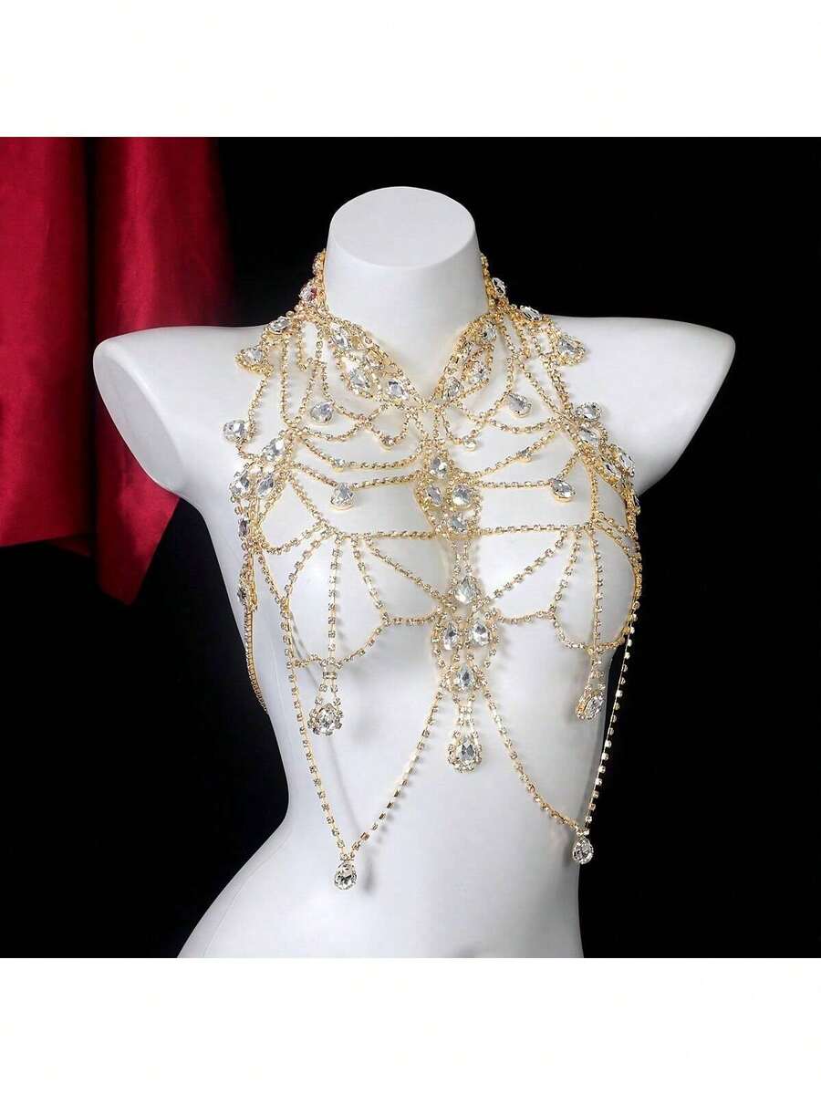 Body Jewelry - Rhinestone Body Chain Bra Necklace For