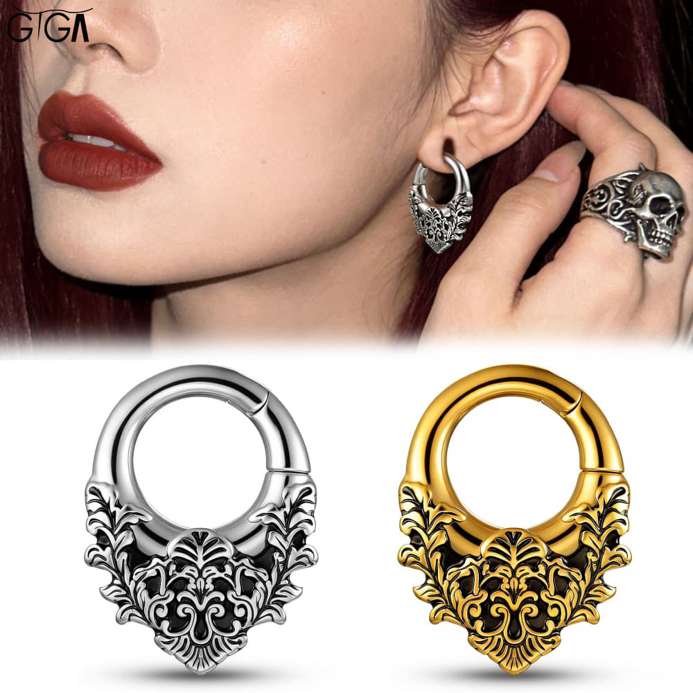 Body Jewelry Hangers - Giga 2Pcs Vintage 5mm(4g) Floral Ear