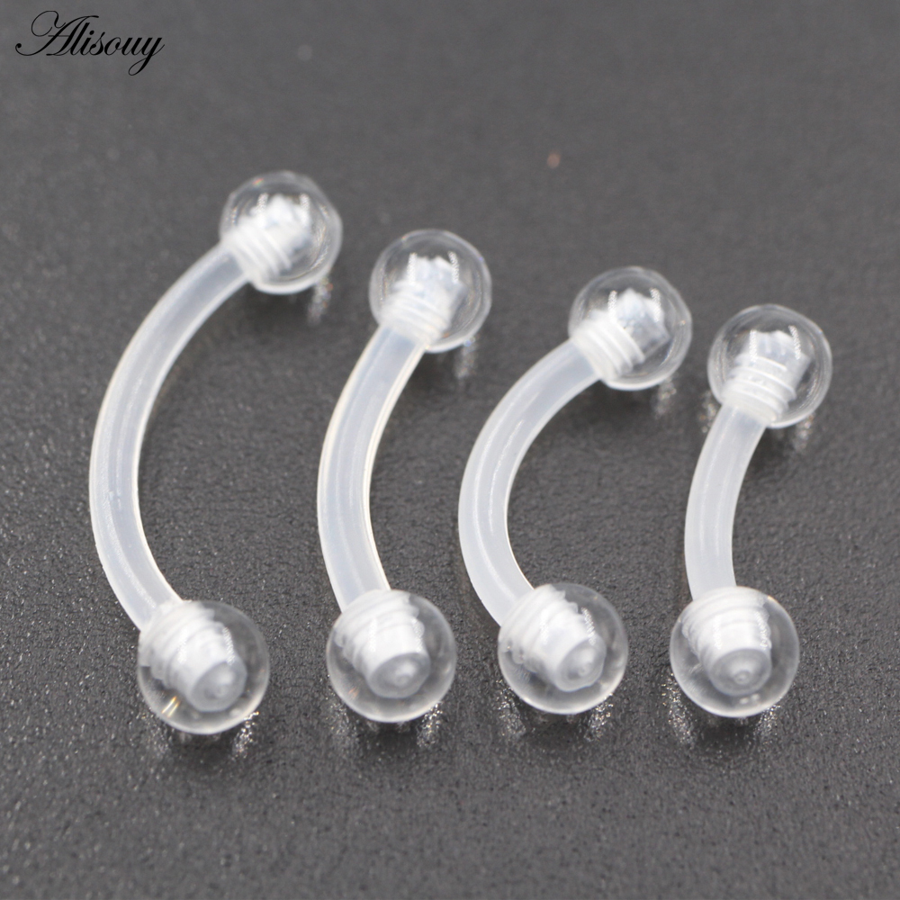 Zoor Body Jewelry - 2PCS Transparent Acrylic Balls Eyebrow Curved