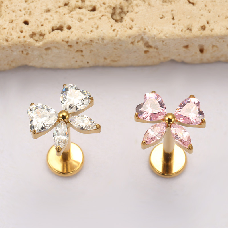 ASTM F136 TItanium Heart CZ Bo - Zoor Body Jewelry reseña y precio