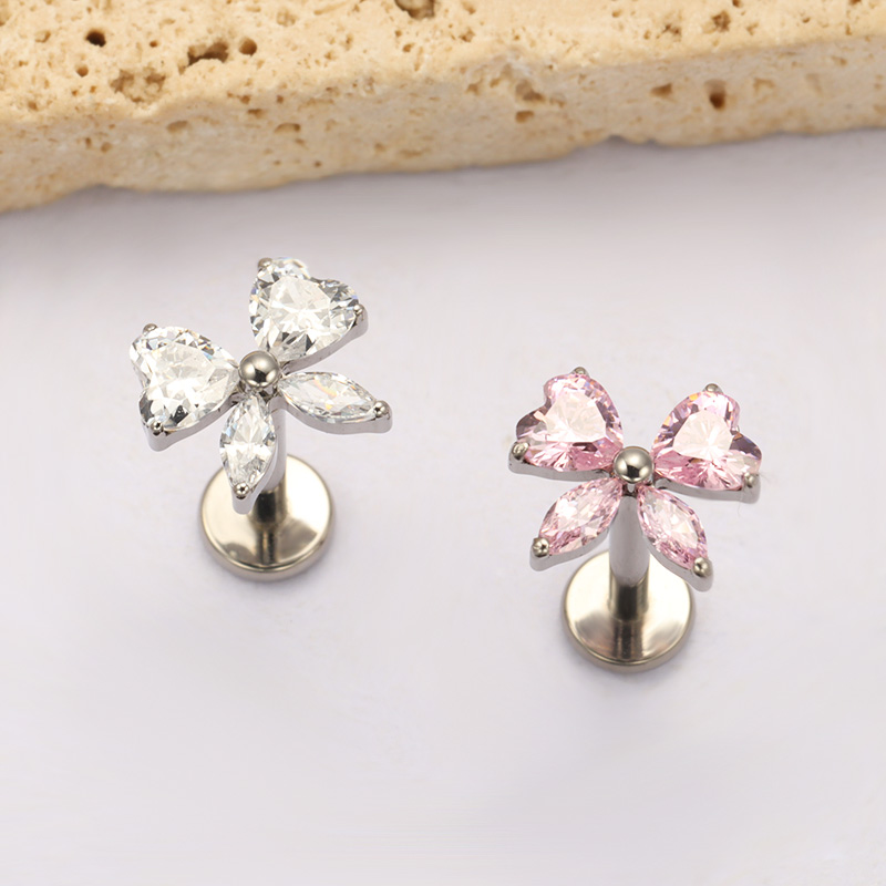 ASTM F136 TItanium Heart CZ Bo - Zoor Body Jewelry reseña y precio