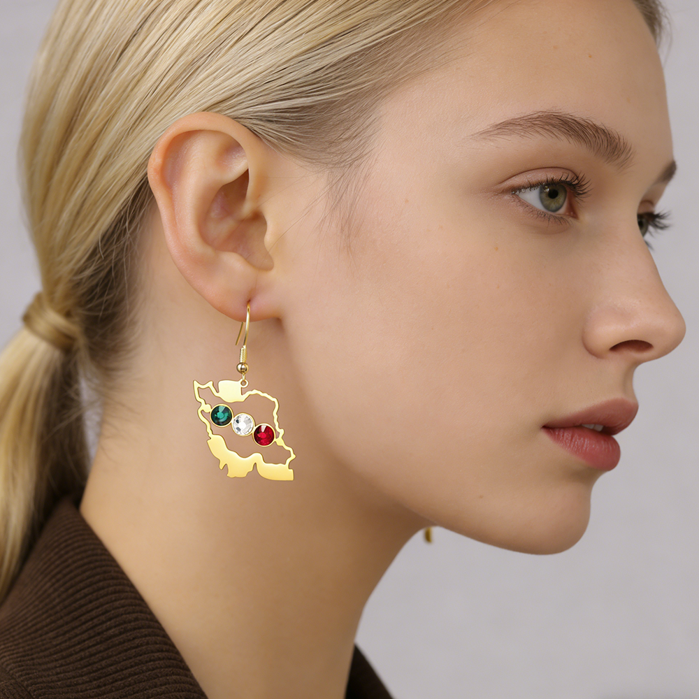Iran Map Flag Drop Earrings Wo - Body Jewelry Wholesale reseña y precio
