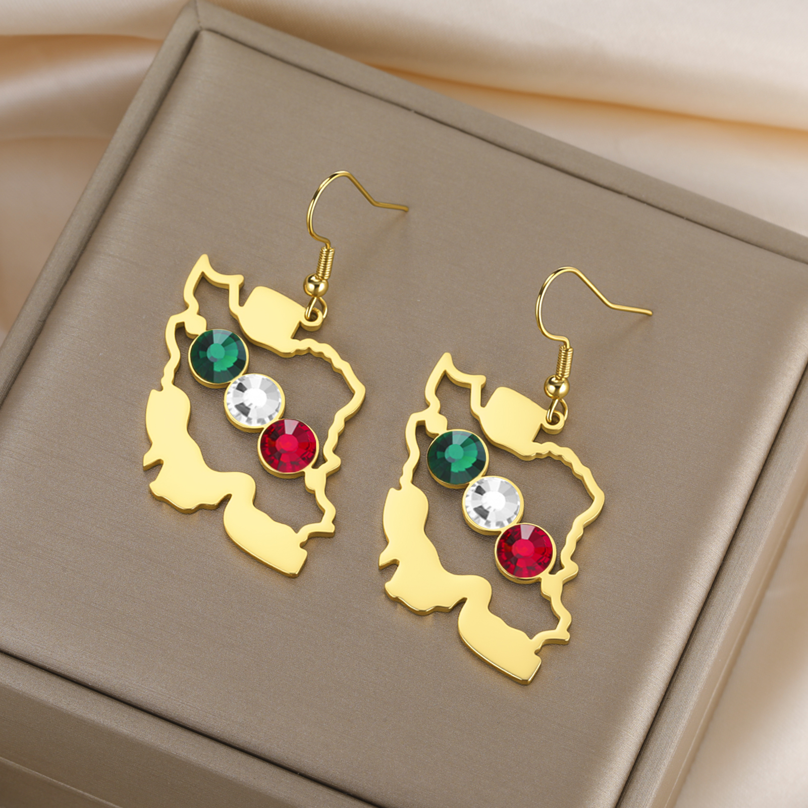 Iran Map Flag Drop Earrings Wo - Body Jewelry Wholesale reseña y precio