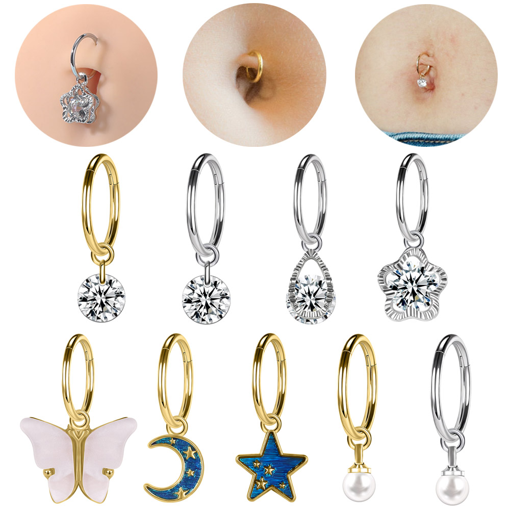 ZS 16G Gold Color Hoop Belly R - Body Jewelry Real Gold reseña y precio