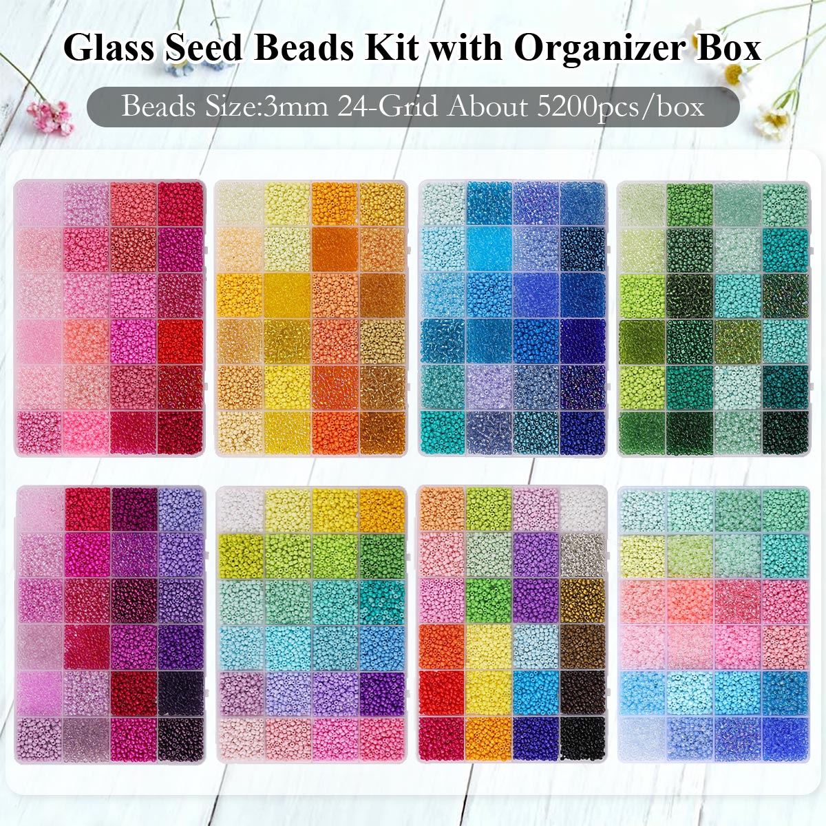 5200pcs 3mm Glass Seed Beads K - Body Jewelry Organizer reseña y precio