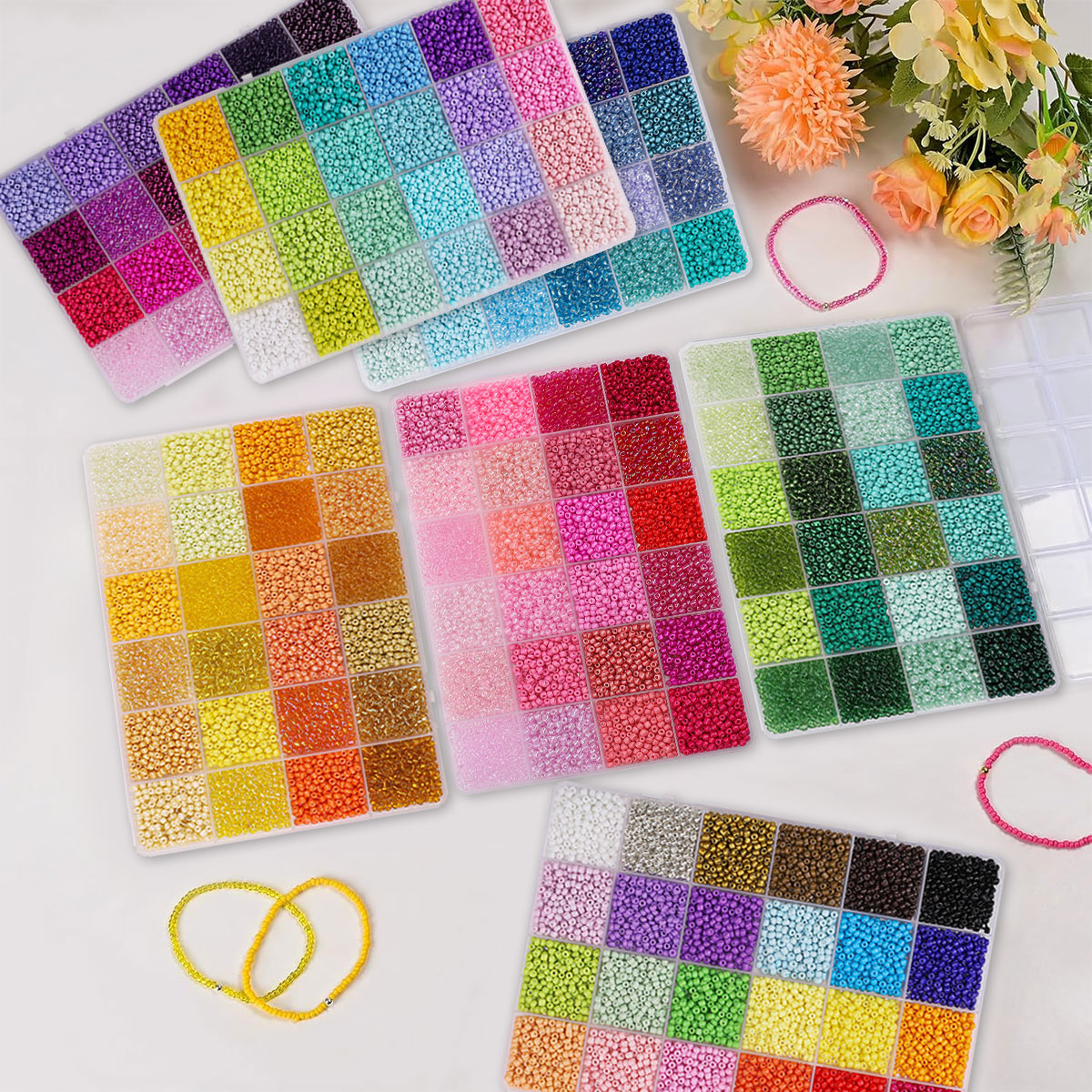 5200pcs 3mm Glass Seed Beads K - Body Jewelry Organizer reseña y precio