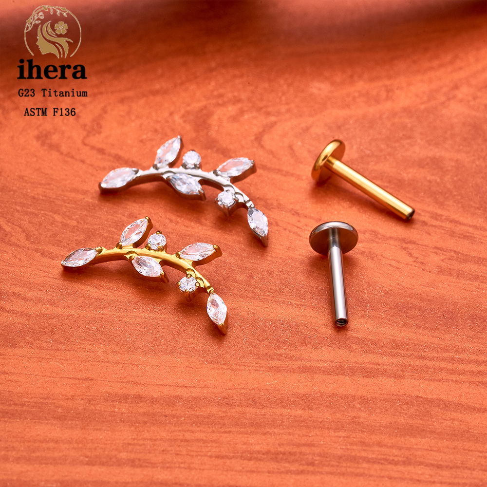 ASTM F136 Titanium 16G CZ Leaf - Zoor Body Jewelry reseña y precio