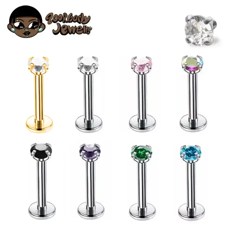 1Pcs G23 Titanium Piercing CZ  - Zoor Body Jewelry reseña y precio