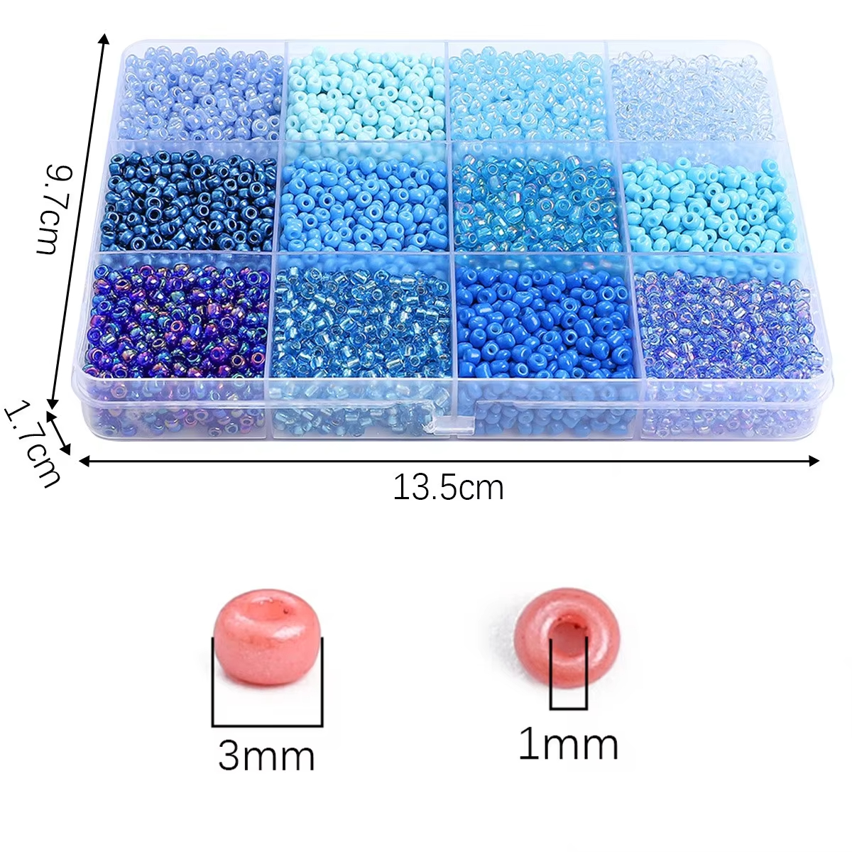 3600pcs 3mm Glass Seed Beads,  - Body Jewelry Organizer reseña y precio