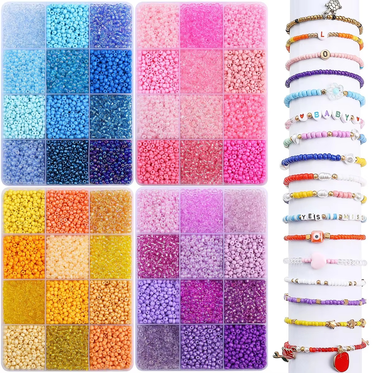 3600pcs 3mm Glass Seed Beads,  - Body Jewelry Organizer reseña y precio