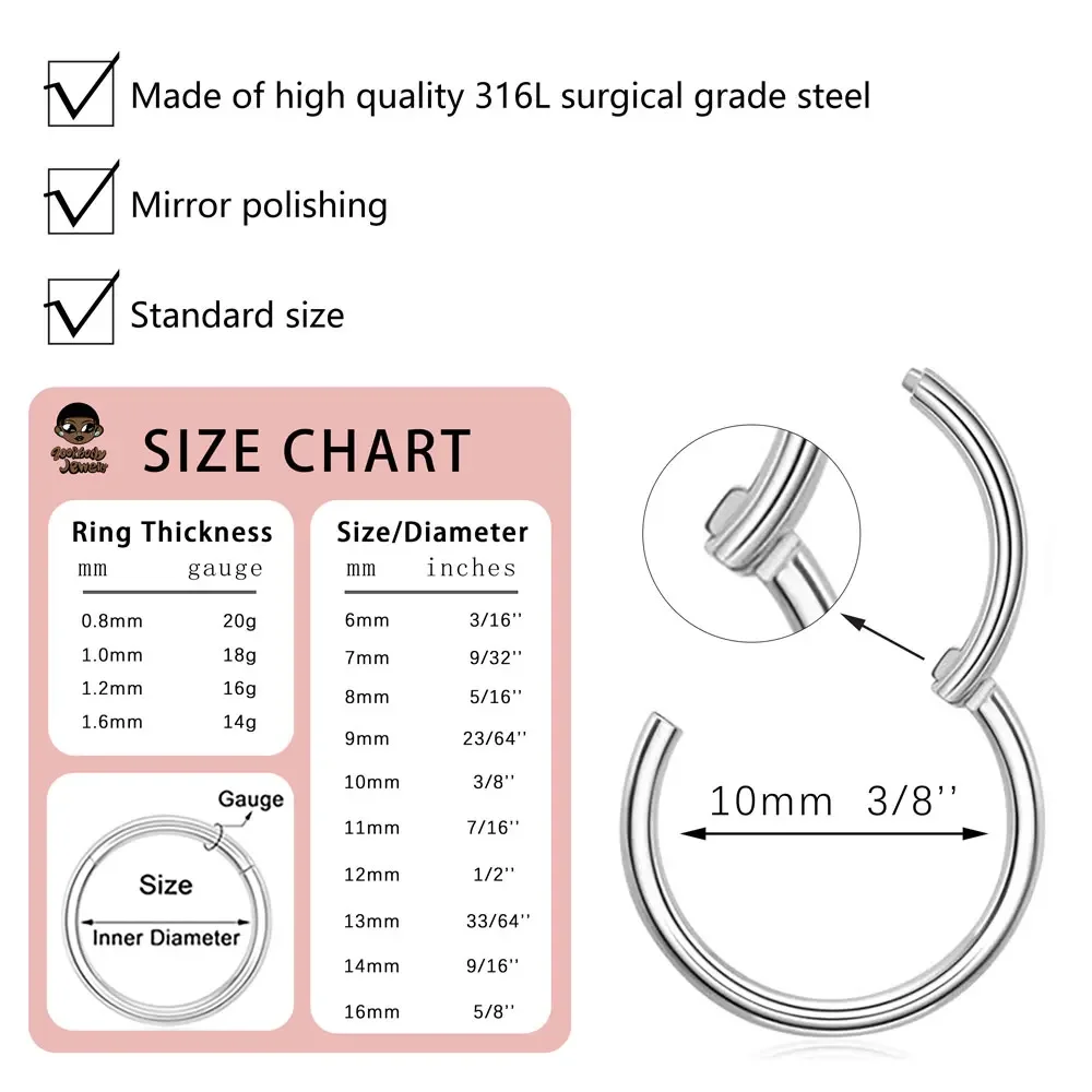 10Pcs 316L Stainless Steel Nos - Qualiti Body Jewelry reseña y precio