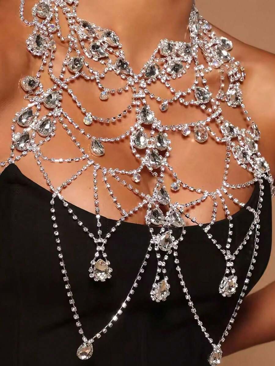 Rhinestone Body Chain Bra Neck - Body Jewelry reseña y precio