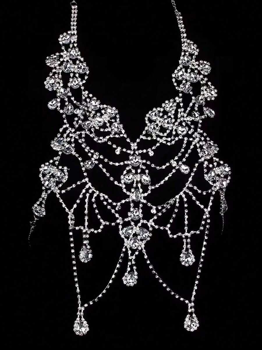 Rhinestone Body Chain Bra Neck - Body Jewelry reseña y precio