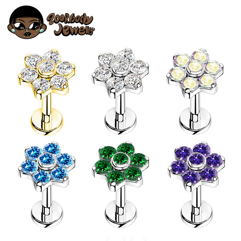 ASTM F136 Titanium Flower Pier - Zoor Body Jewelry reseña y precio