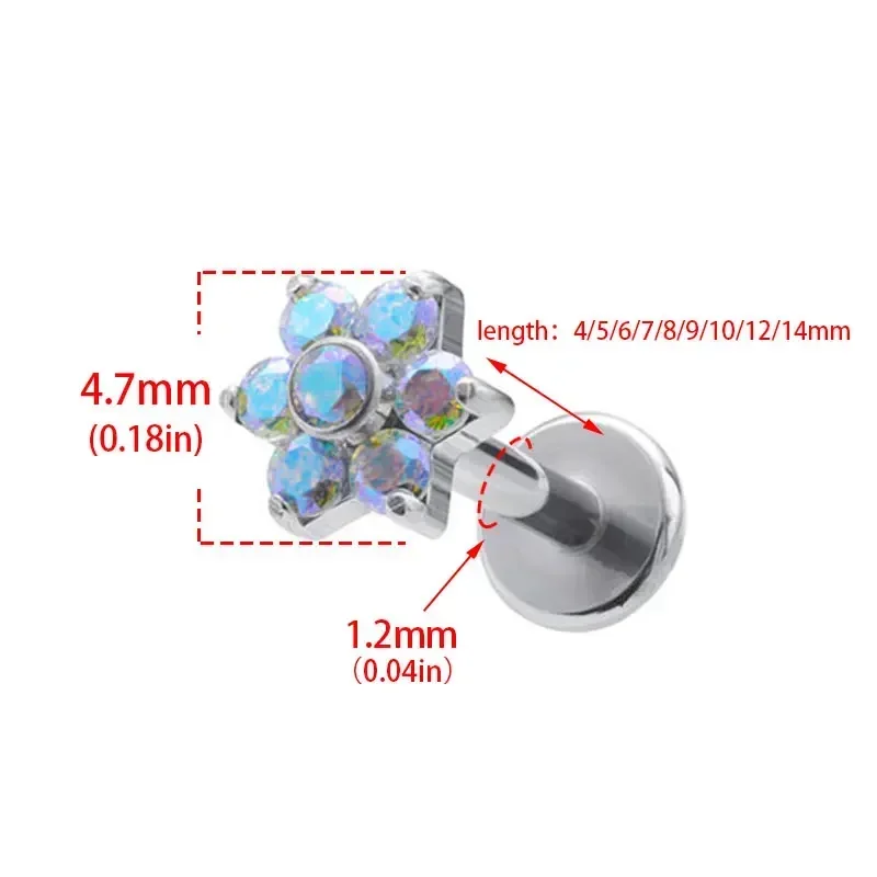 ASTM F136 Titanium Flower Pier - Zoor Body Jewelry reseña y precio