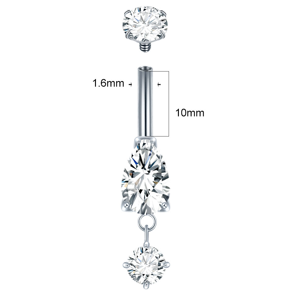 1/5PCS Titanium Crystal Zircon - Zoor Body Jewelry reseña y precio