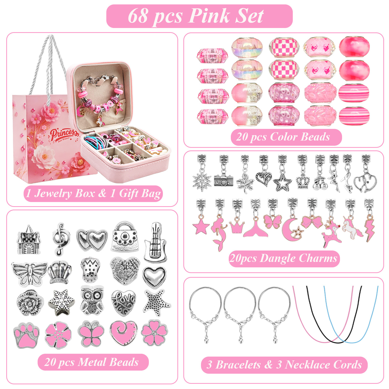68pcs pink beaded jewelry set, - Body Jewelry Organizer reseña y precio